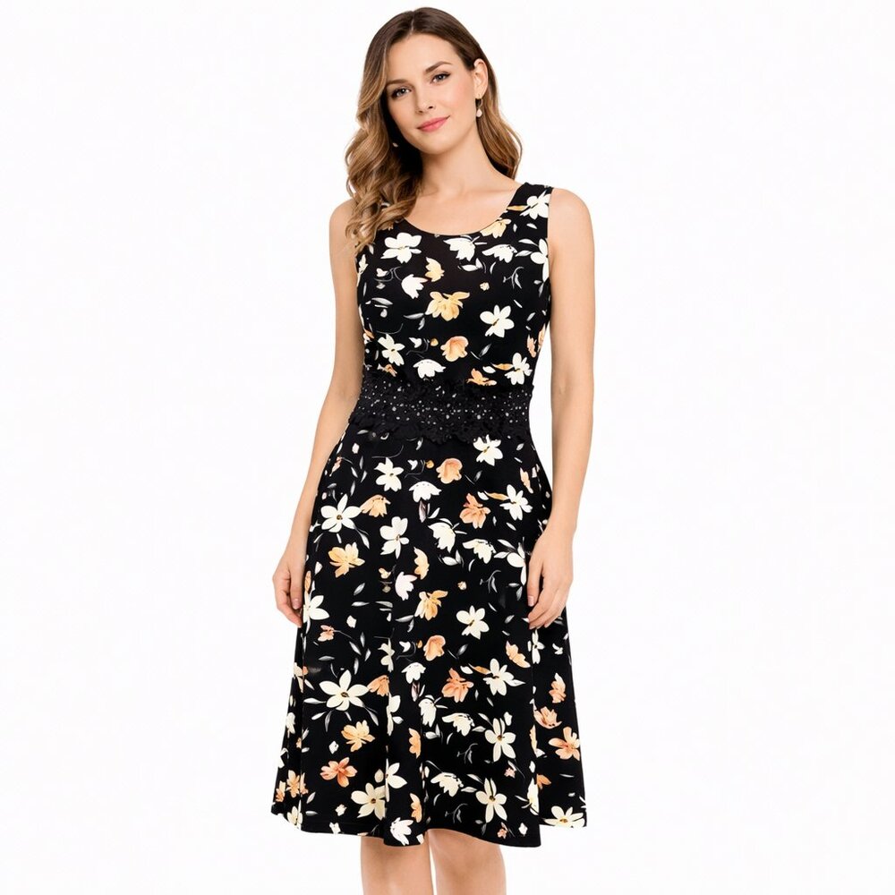 OWIN women's black floral dress Size: M
